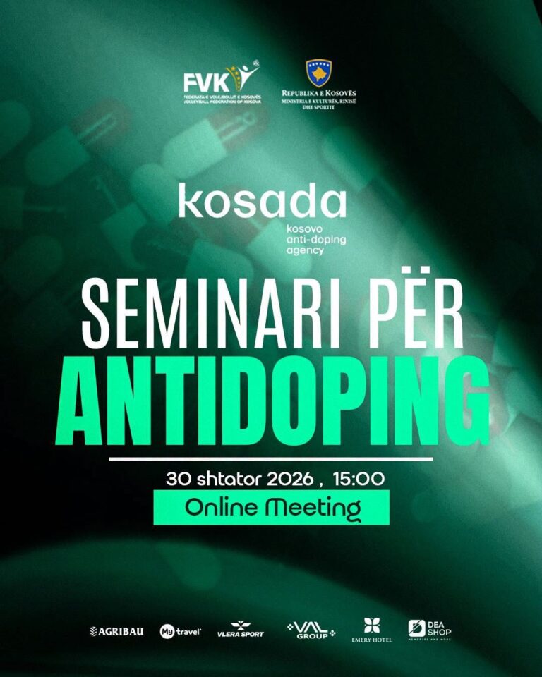 FVK DHE AGJENCIA KOSOVARE ANTIDOPING ORGANIZOJNË SEMINAR ONLINE